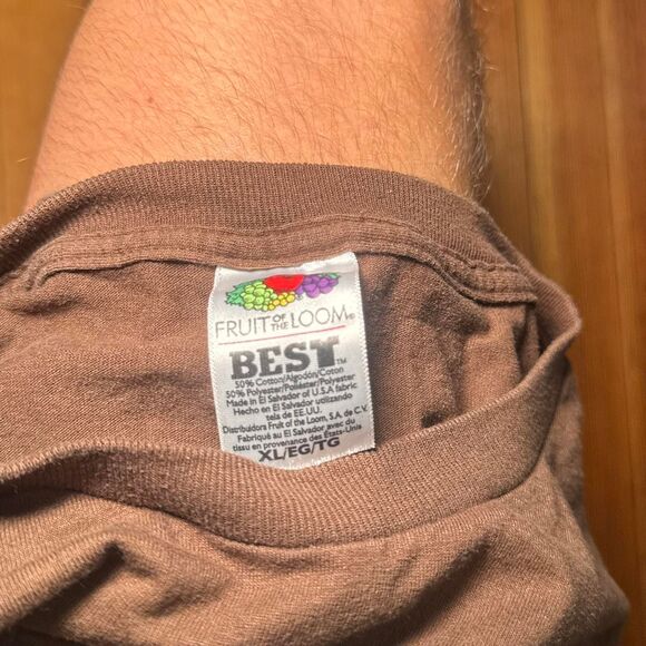 Fruit-of-the-loom Men's Brown T-shirt - Picture 3 of 3